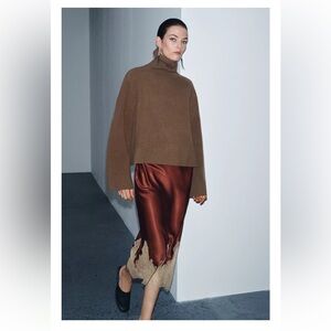 NWT SOLD OUT Zara Contrast Lace Satin Skirt ZW Collection Medium